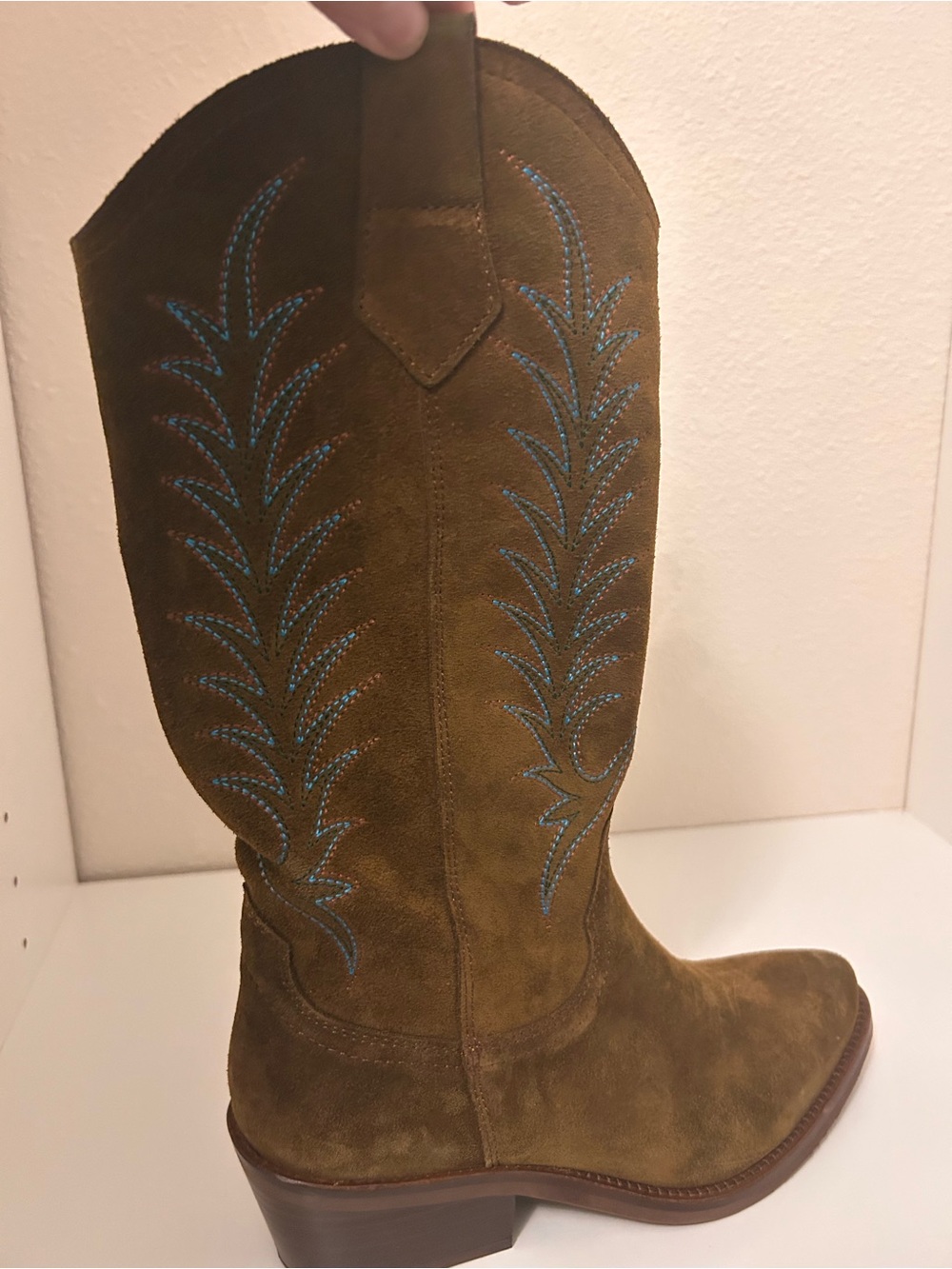 NWB Penelope Chilvers Goldie Embroidered Cowboy Boots 223 Peat EU 37 US 6 - Picture 8 of 9